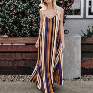 VICI Mustard/Blue Strip Maxi Dress NWOT